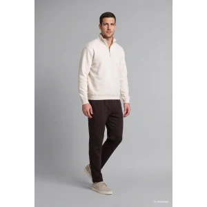 Defacto X7405AZER105 Ekru Regular Fit Dik Yaka Yarım Fermuarlı Basic Sweatshirt