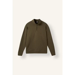 Defacto I0571AXKH447 Haki Standart Fit Dik Yaka Yarım Fermuarlı Basic Sweatshirt