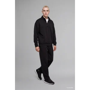 Defacto E9363AXBK81 Siyah Boxy Fıt Dik Yaka Skuba Kumaş Uzun Kollu Basic Sweatshirt