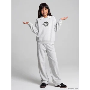 LCW Kids Gri Polo Yaka Kız Çocuk Eşofman Takım