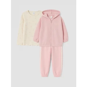LCW Kids Pembe Kapüşonlu Kız Çocuk Kalın 3lü Takım