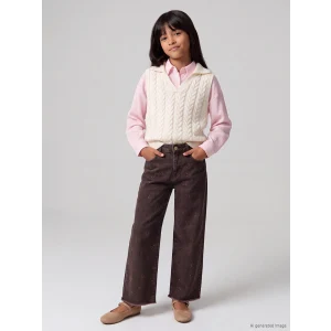 LCW Kids Kahverengi Wideleg Kız Çocuk Jean Pantolon