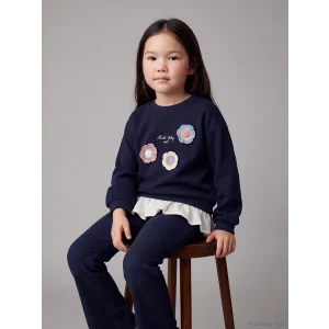LCW Kids Lacivert Nakışlı Kız Çocuk Takım
