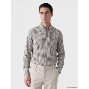 LCWAIKIKI Classic Bej Regular Fit Ekose Gabardin Erkek Gömlek