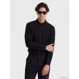 LCW Vision Siyah Slim Fit Dokulu Erkek Gömlek