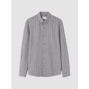 LCW Vision Gri Slim Fit Çizgili Erkek Gömlek