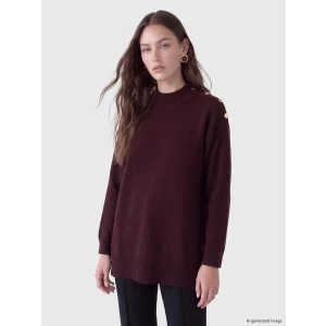 LCW Modest Bordo Yarım Balıkçı Yaka Kadın Triko Tunik