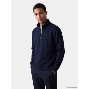 LCW Vision Lacivert Dik Yaka Baskılı Erkek Sweatshirt