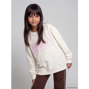 LCW Kids Ekru NYC Baskılı Kız Çocuk Sweatshirt