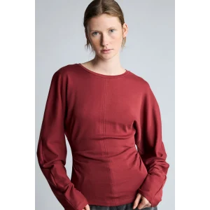 Defacto I8183AXBR477 Bordo %100 Pamuk Dikiş Detaylı Slim Fit Bisiklet Yaka Uzun Kollu Basic Tişört