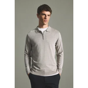 Defacto H7595AXBG766 Bej Standart Fit Yarım Fermuarlı Polo Yaka Triko Basic Kazak