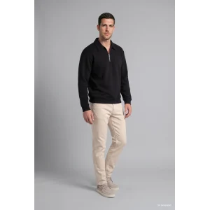Defacto H1833AXBK81 Siyah Pamuklu Regular Fıt Polo Yaka Kalın Kumaş Sweatshirt