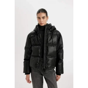 A0804 Su İtici Suni Deri Mont Kapüşonlu İçi Polarlı Fermuarlı Cepli