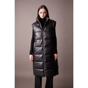 A1008 Relax Fit Suni Deri Uzun Şişme Yelek