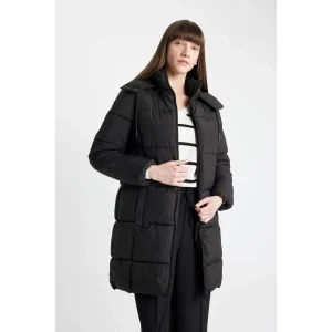 A1315 Su İtici Regular Kalıp Çıkarılabilir Kapüşonlu Puffer Şişme Uzun Mont Parka