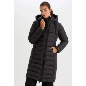 A1556 DeFactoFit Su İtici Uzun Şişme Kapüşonlu Slim Fit Dar Kesim Kapitoneli Fermuarlı Cepli Mont Parka