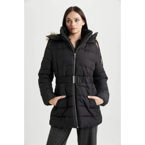 A2969 Su İtici Kapüşonlu Suni Kürklü Mont