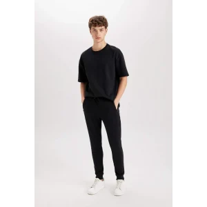 A4387 Jogger Slim Fit Dar Kesim Beli Bağcıklı Lastikli Paça Fermuar Cepli Eşofman Altı