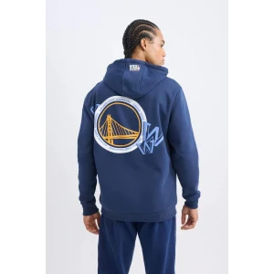A7216 DeFactoFit NBA Golden State Warriors Standart Fit Kapüşonlu Kalın Kumaş Sweatshirt