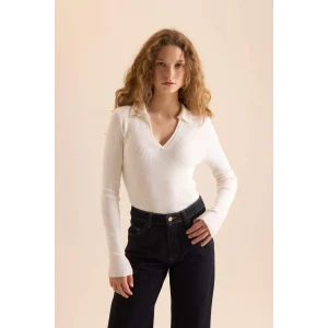 A7540 Fitted Polo Yaka Ribana Kazak