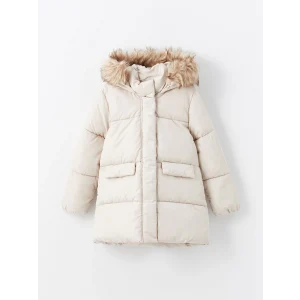 LCW Kids Gri Kapüşonlu Kız Çocuk Mont