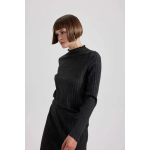 B4767 Straight Fit Normal Yırtmaçlı Bel Fitilli Kaşkorse Midi Etek