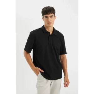 B4939 New Regular Fit Basic Düz Kısa Kollu Polo Tişört