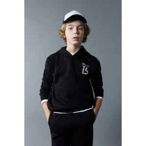 B5945 Kapüşonlu Baskılı Kalın Sweatshirt