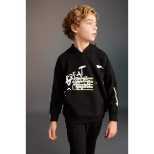 C0357 Oversize Fit Kapüşonlu Baskılı Sweatshirt