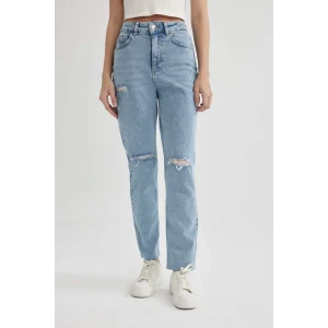 C1317 Mary Straight Fit Yırtık Detaylı Jean Pantolon