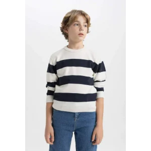 C1710 Bisiklet Yaka Çizgili Triko Kazak