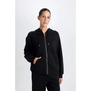 C1809 Kapüşonlu Fermuarlı Cepli Sweatshirt Hırka