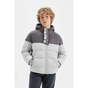 C5509 Su İtici Kapüşonlu Polar Astarlı Fermuarlı Cepli Mont