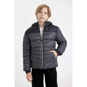 C5519 Su İtici Kapüşonlu Fermuarlı Cepli Polar Astarlı Mont