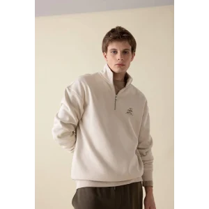 C6132 Comfort Regular Fit Rahat Kalıp Dik Yaka Baskılı Sweatshirt