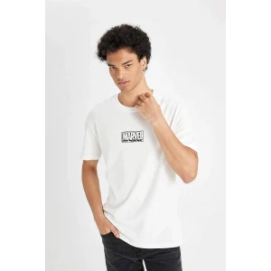 C6516 Marvel Logo Only Regular Fit Bisiklet Yaka Pamuklu Baskılı Kısa Kollu Tişört