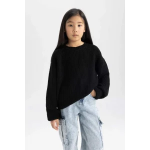 C6909 Siyah Standart Fit Bisiklet Yaka Basic Düz Triko Kazak