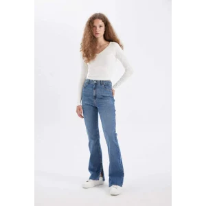 C7621 Slim Flare Normal Bel Yırtmaçlı Jean Pantolon