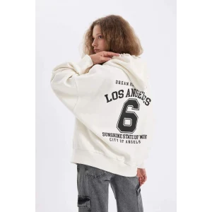 C7835 Oversize Geniş Kalıp Kapüşonlu Sırt Baskılı Kalın Fermuarlı Sweatshirt