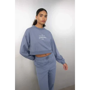 C9405 DeFactoFit Oversize Geniş Kalıp Bisiklet Yaka Baskılı Sporcu Sweatshirt