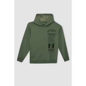 C9786 Baskılı Kapüşonlu Sweatshirt