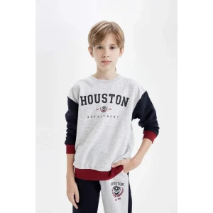 C9807 Oversize Fit Bisiklet Yaka Baskılı Sweatshirt