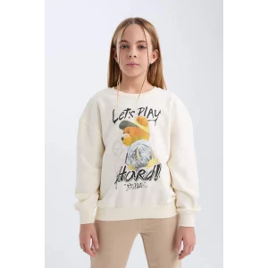 D0607 Oversize Fit Ayı Baskılı Sweatshirt