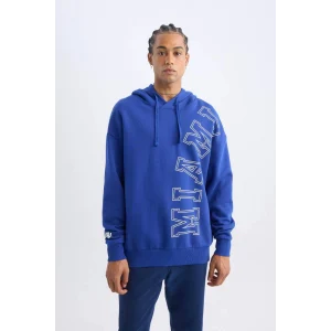 D0677 DeFactoFit NBA Miami Heat Oversize Geniş Kalıp Kapüşonlu Kalın Sweatshirt