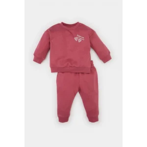 D0813 Bisiklet Yaka Baskılı Sweatshirt Beli Lastikli Eşofman Altı 2li Takım