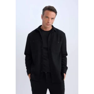 D1061 Relax Fit Polo Yaka Flanel Uzun Kollu Gömlek