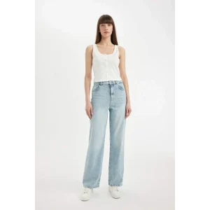D1445 90s Wide Leg Jean Yıkamalı Pantolon