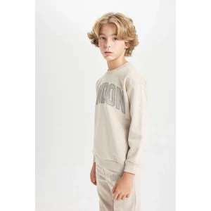 D1645 Oversize Geniş Kalıp Bisiklet Yaka Kalın Okul Sweatshirt