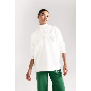 D1699 Oversize Fit Polo Yaka Sweat Shirt