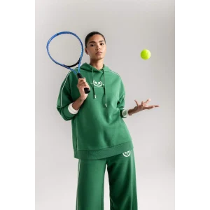 D1700 Oversize Fit Kapüşonlu Sporcu Sweatshirt